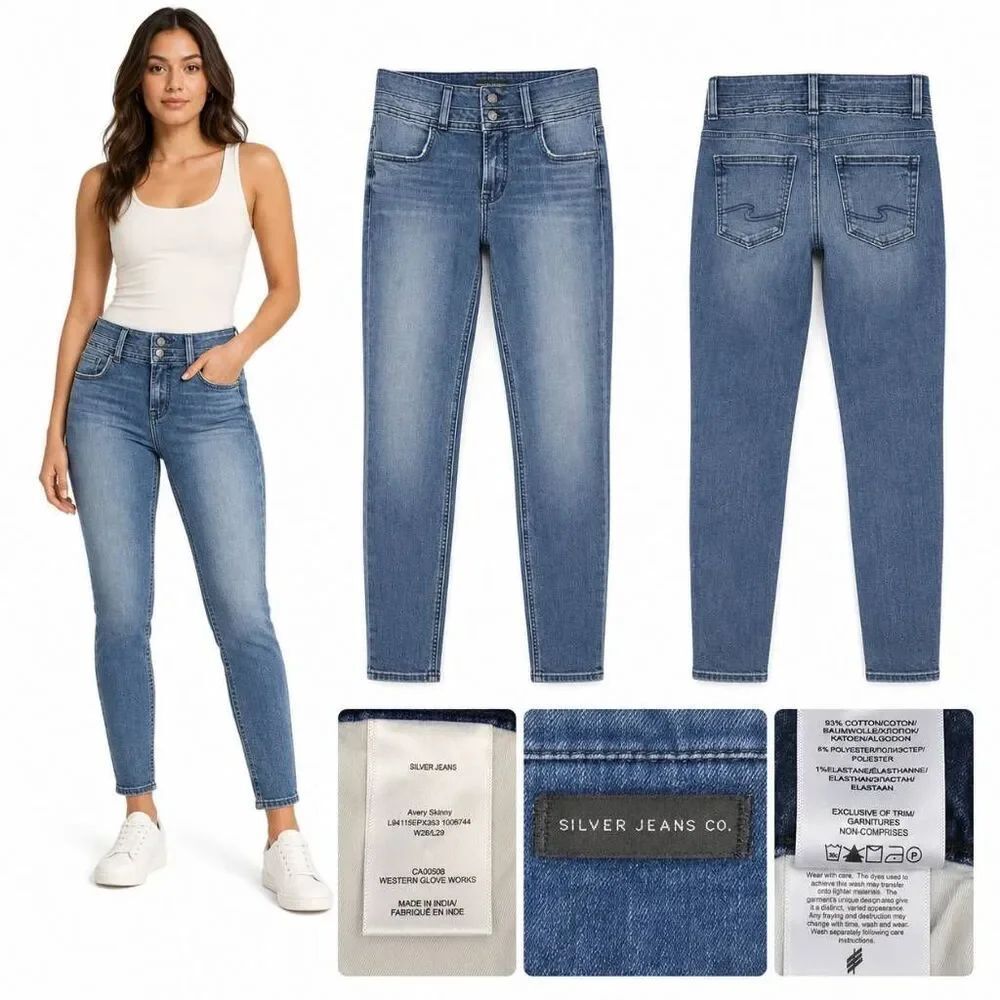 Silver Jeans Avery Skinny Jeans W28 L29 Medium Wash
